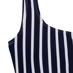 Sale Maillot de bain 2 pièces bleu rayure une épaule Femme Femme Maillot De Bain