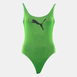 Best Maillot de bain une pièce à rayures fluo logo noir Femme Femme Maillot De Bain