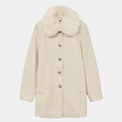 Clearance Manteau autumn oat meal col fausse fourrure Femme Femme Veste, Doudoune, Manteau