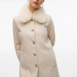 Clearance Manteau autumn oat meal col fausse fourrure Femme Femme Veste, Doudoune, Manteau