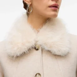 Clearance Manteau autumn oat meal col fausse fourrure Femme Femme Veste, Doudoune, Manteau