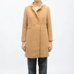 Best Manteau droit camel tanya col à revers Femme Femme Veste, Doudoune, Manteau