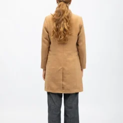 Best Manteau droit camel tanya col à revers Femme Femme Veste, Doudoune, Manteau