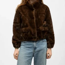 New Manteau fourrure coffee h25bina f Femme Femme Veste, Doudoune, Manteau