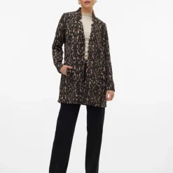 Discount Manteau Katrine à motif léopard col V Femme Femme Veste, Doudoune, Manteau