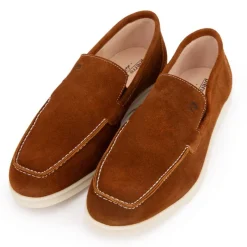 Clearance Mocassins cuir daim semelle blanche avec surpiqure blanche Homme Homme Mocassins