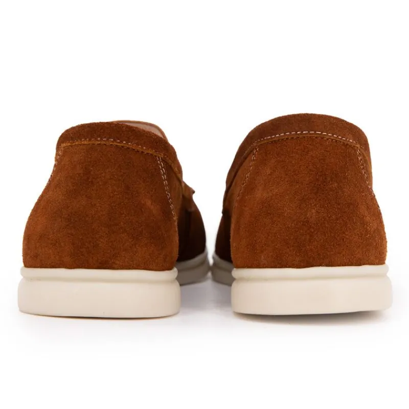 Clearance Mocassins cuir daim semelle blanche avec surpiqure blanche Homme Homme Mocassins