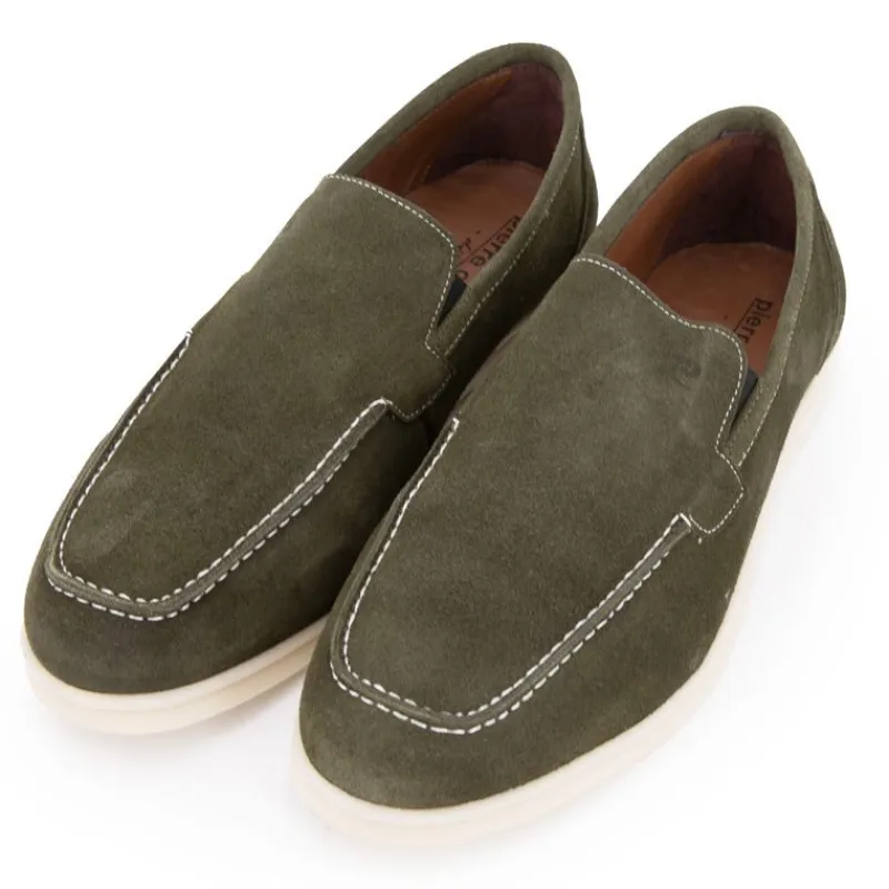 Outlet Mocassins cuir daim semelle blanche avec surpiqure blanche Homme Homme Mocassins