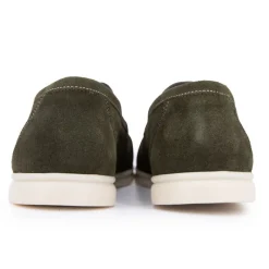 Outlet Mocassins cuir daim semelle blanche avec surpiqure blanche Homme Homme Mocassins