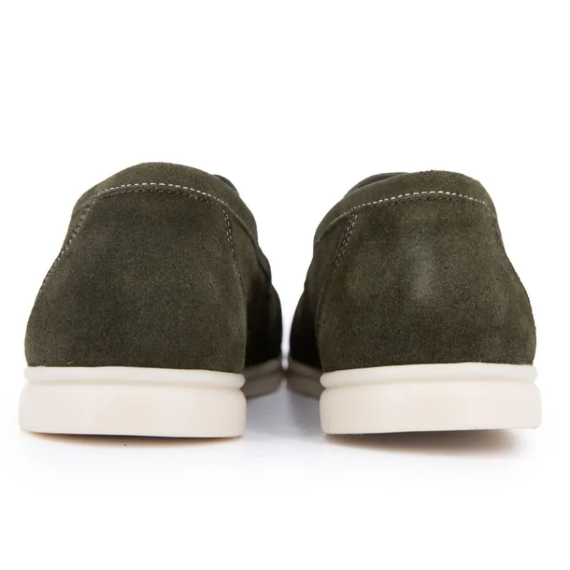 Outlet Mocassins cuir daim semelle blanche avec surpiqure blanche Homme Homme Mocassins