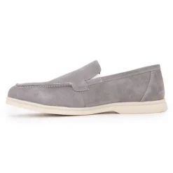 Outlet Mocassins cuir daim semelle blanche avec surpiqure blanche Homme Homme Mocassins