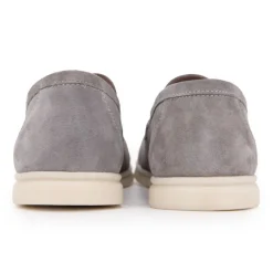 Outlet Mocassins cuir daim semelle blanche avec surpiqure blanche Homme Homme Mocassins