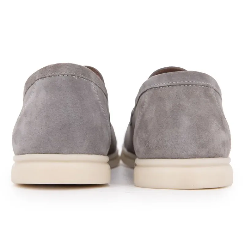 Outlet Mocassins cuir daim semelle blanche avec surpiqure blanche Homme Homme Mocassins