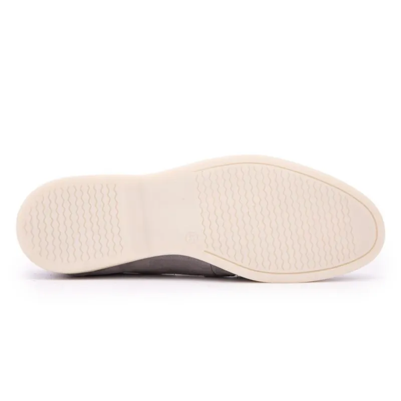 Outlet Mocassins cuir daim semelle blanche avec surpiqure blanche Homme Homme Mocassins