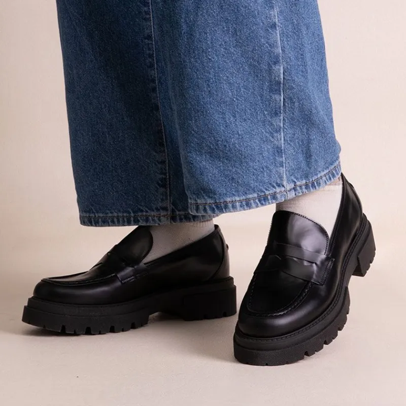 Mocassins es cuir semelle épaisse Femme Femme Derbies, Mocassins