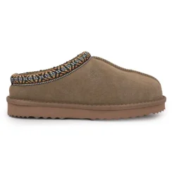 Clearance Mule fourrure bande liseré ethnique Femme Femme Tongs, Mules