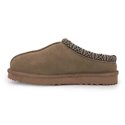 Clearance Mule fourrure bande liseré ethnique Femme Femme Tongs, Mules