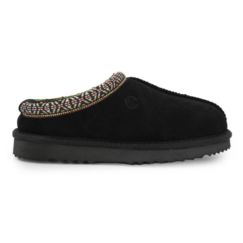 New Mule fourrure bande liseré ethnique Femme Femme Tongs, Mules