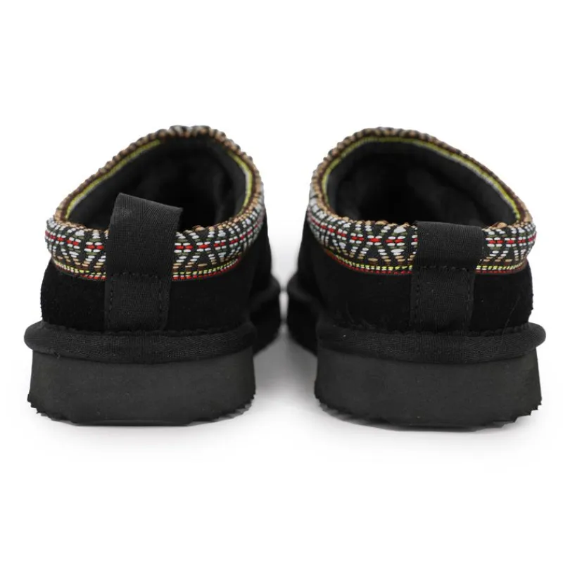 New Mule fourrure bande liseré ethnique Femme Femme Tongs, Mules