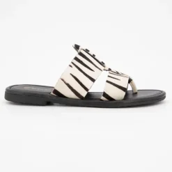 Clearance Mules Arela cuir imprimé zébré Femme Femme Tongs, Mules