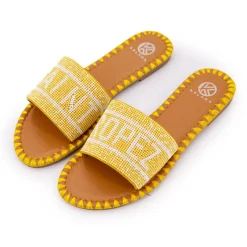 Sale Mules avec bride à perles inscription saint tropez Femme Femme Tongs, Mules