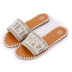 Online Mules avec bride à perles inscription saint tropez Femme Femme Tongs, Mules