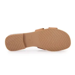 Best Mules basses cuir tan avellana Femme Femme Tongs, Mules