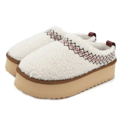 Mules basses mouton avec broderie Femme Femme Tongs, Mules