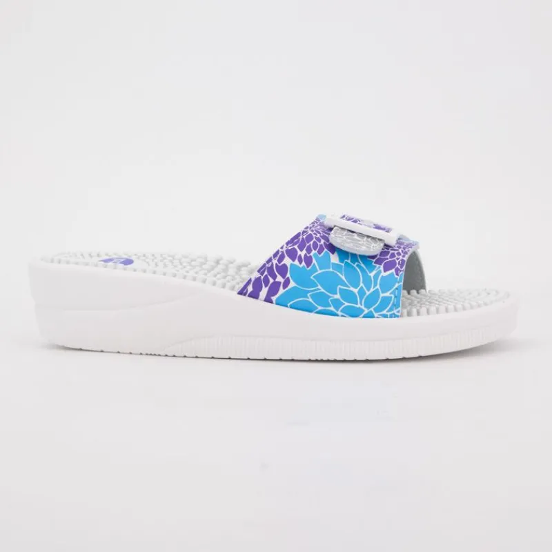 Online Mules blanche et violette new massage à boucle Femme Femme Tongs, Mules