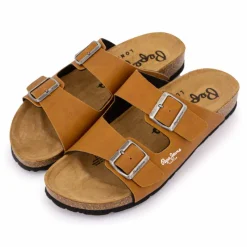 Mules boucle plate double bride uni Homme Homme Tongs, Mules, Sandales