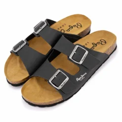 Mules boucle plate double bride uni Homme Homme Tongs, Mules, Sandales