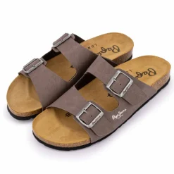 Sale Mules boucle plate double bride uni Homme Homme Tongs, Mules, Sandales
