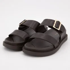 Sale Mules bride à boucle dorée similicuir Femme Femme Tongs, Mules