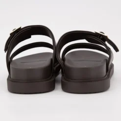 Sale Mules bride à boucle dorée similicuir Femme Femme Tongs, Mules