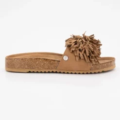 Best Mules camel Natou avec pompons Femme Femme Tongs, Mules