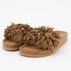 Best Mules camel Natou avec pompons Femme Femme Tongs, Mules
