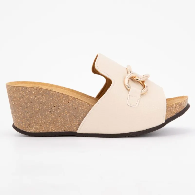 New Mules compensées soleil avec bijoux Femme Femme Tongs, Mules