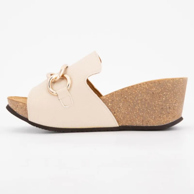 New Mules compensées soleil avec bijoux Femme Femme Tongs, Mules