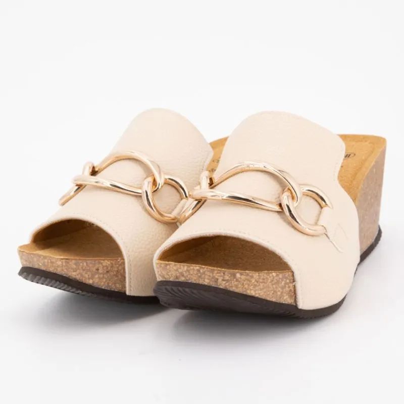 New Mules compensées soleil avec bijoux Femme Femme Tongs, Mules