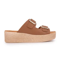 Best Mules compensées double boucle semelle épaisse effet corde Femme Femme Tongs, Mules