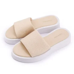 Outlet Mules coton avec monogramme basses Femme Femme Tongs, Mules