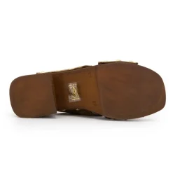 New Mules croisées pipa à talons de 6cm avec clous doré Femme Femme Tongs, Mules