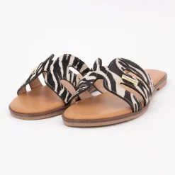 Outlet Mules cuir hamigapo imprimé zèbre Femme Femme Tongs, Mules