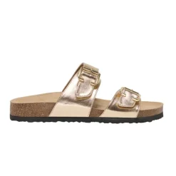 Hot Mules double boucle dé cuir synthétique Femme Femme Tongs, Mules