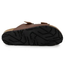 Online Mules double bride cuir boucle dorée Homme Homme Tongs, Mules, Sandales