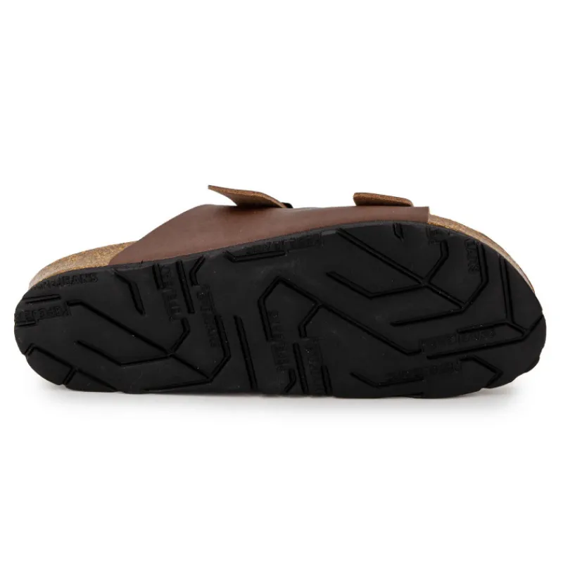 Online Mules double bride cuir boucle dorée Homme Homme Tongs, Mules, Sandales