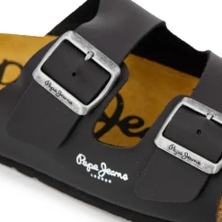 Outlet Mules double bride cuir boucle dorée Homme Homme Tongs, Mules, Sandales