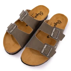 Hot Mules double bride cuir boucle dorée Homme Homme Tongs, Mules, Sandales