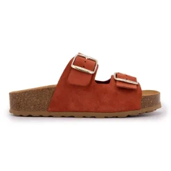 Outlet Mules double brides compensée en daim Femme Femme Tongs, Mules