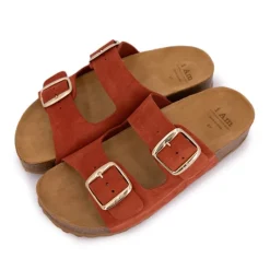 Outlet Mules double brides compensée en daim Femme Femme Tongs, Mules